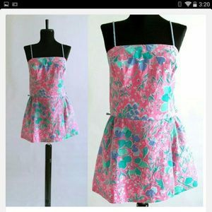 Vintage seawaves s bathing suit coverup turquoise pink blue swimsuit